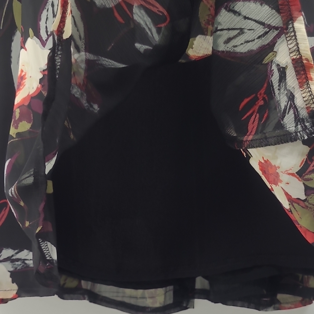 Bubble Skirt Mini Moody Floral Print Whimsigoth A Line Chiffon Lined Zipper EUC - Picture 2 of 12